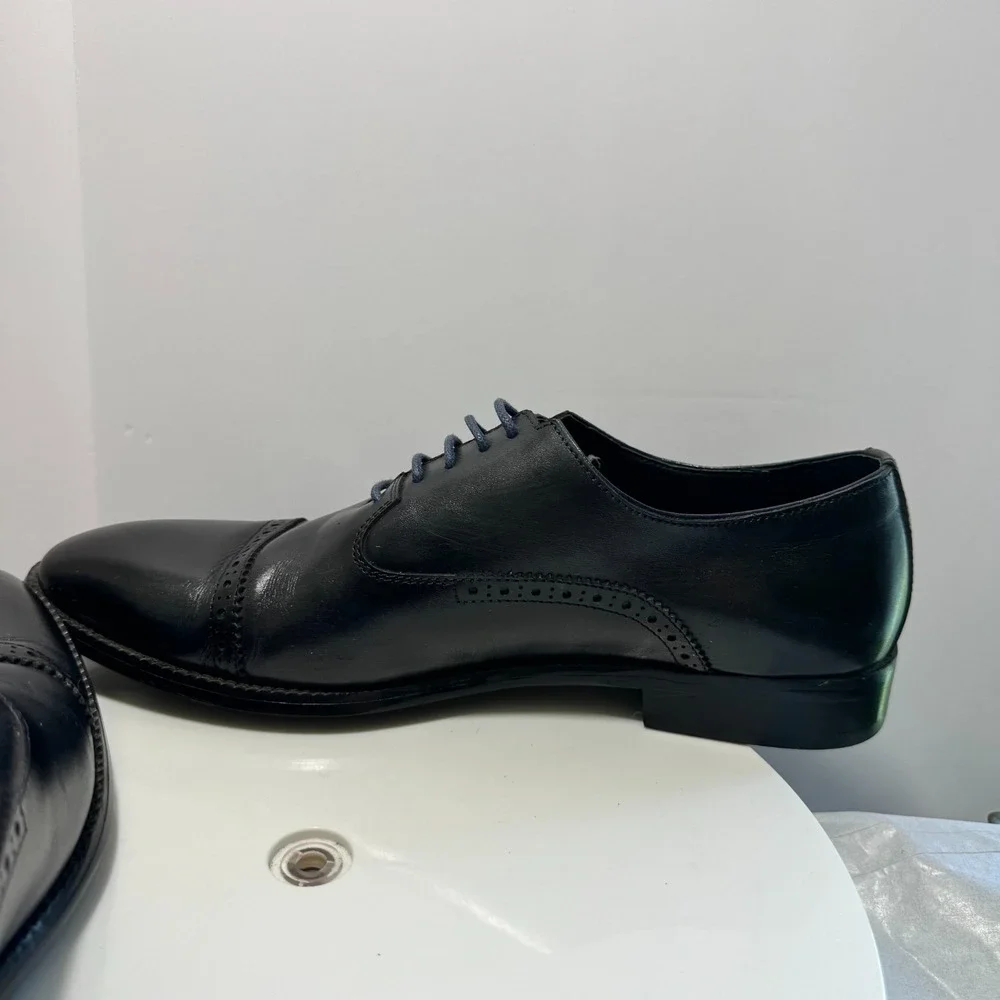 Vintage Foundry Co. Leather Business Career Cap Toe Oxfords Men 10 Midnight Navy